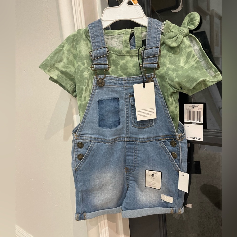 NWT 7 for all Mankind overalls set shirt shorts coveralls - Picture 1 of 4